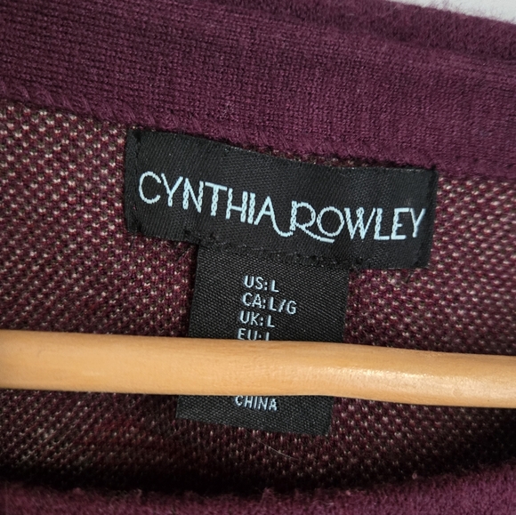 CYNTHIA ROWLEY Rich Burgundy Floral Sweater - Picture 4 of 7